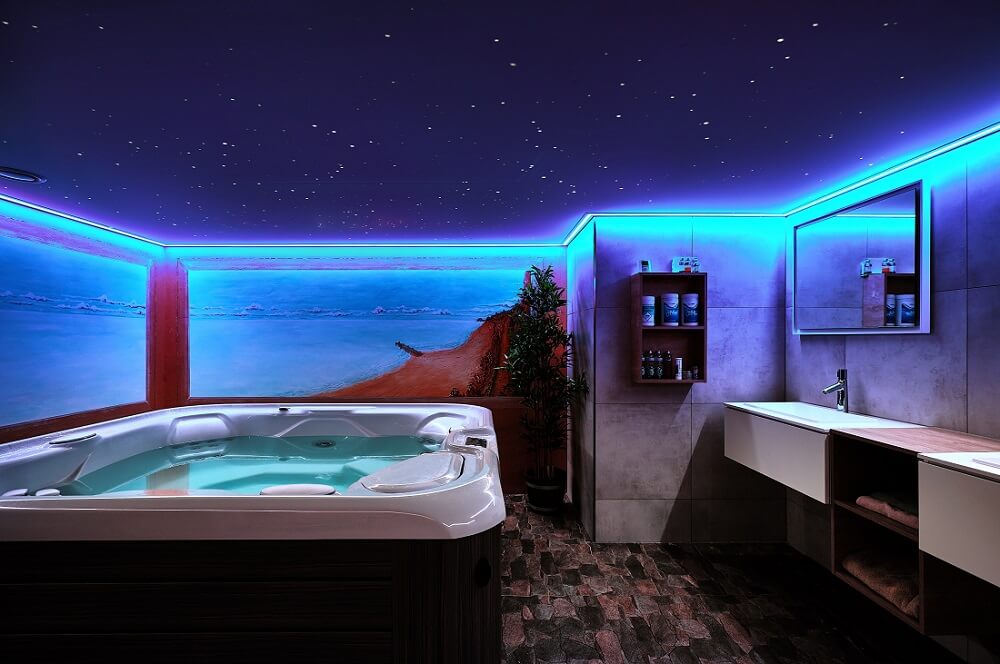 badkamer met sterrenhemel ledverlichting
