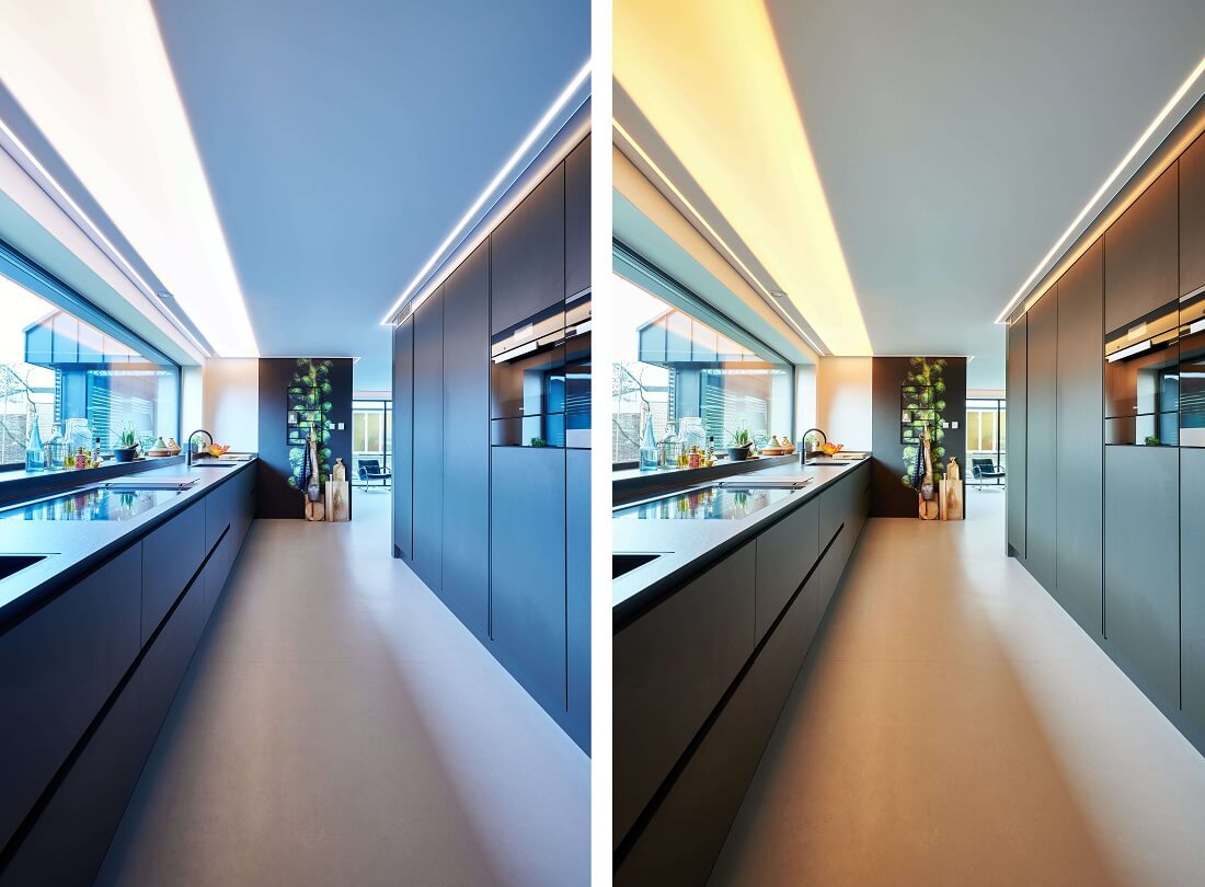 Plameco Plafonds: keuken met LED-verlichting